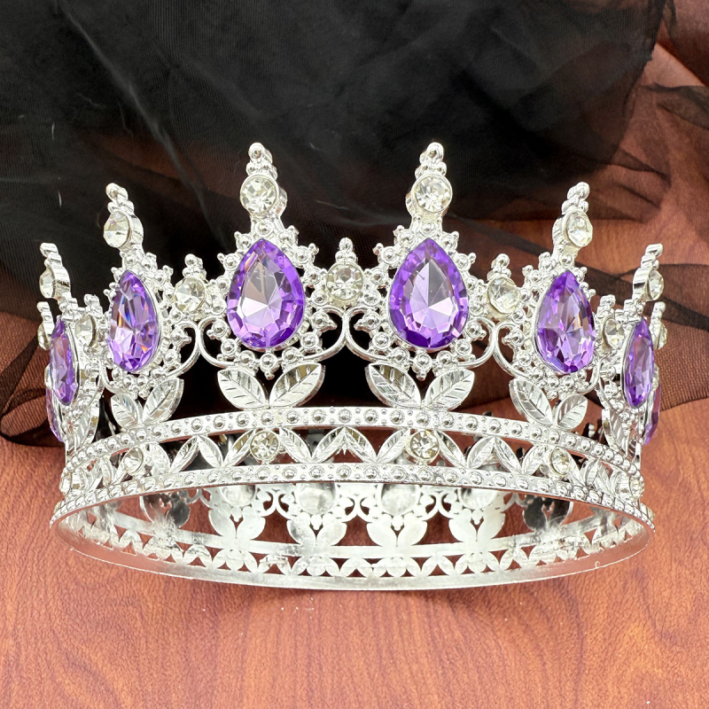 Krona za glavu od legure s 16 kapljicastih kristala, elektroplating, unisex stil, ukras za tortu