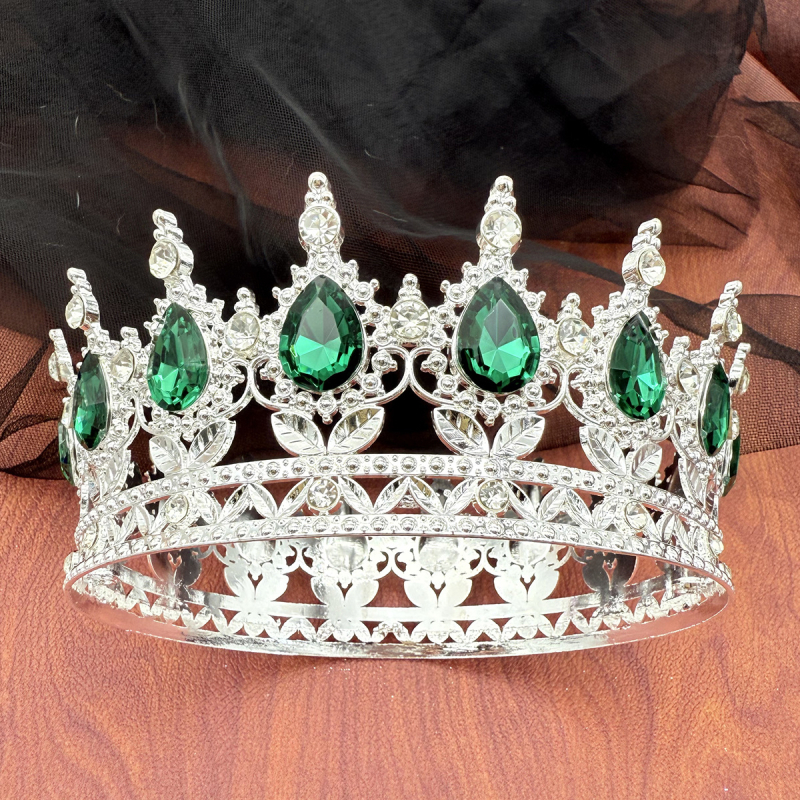 Krona za glavu od legure s 16 kapljicastih kristala, elektroplating, unisex stil, ukras za tortu