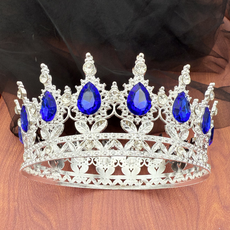 Krona za glavu od legure s 16 kapljicastih kristala, elektroplating, unisex stil, ukras za tortu