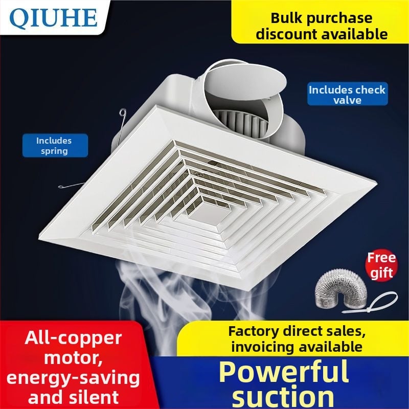 Ventilator de ventilație pentru tavan din gips-carton, bucătărie și baie, puternic și silențios, modelul 300h-01, eficiență energetică nivel 3, telecomandă