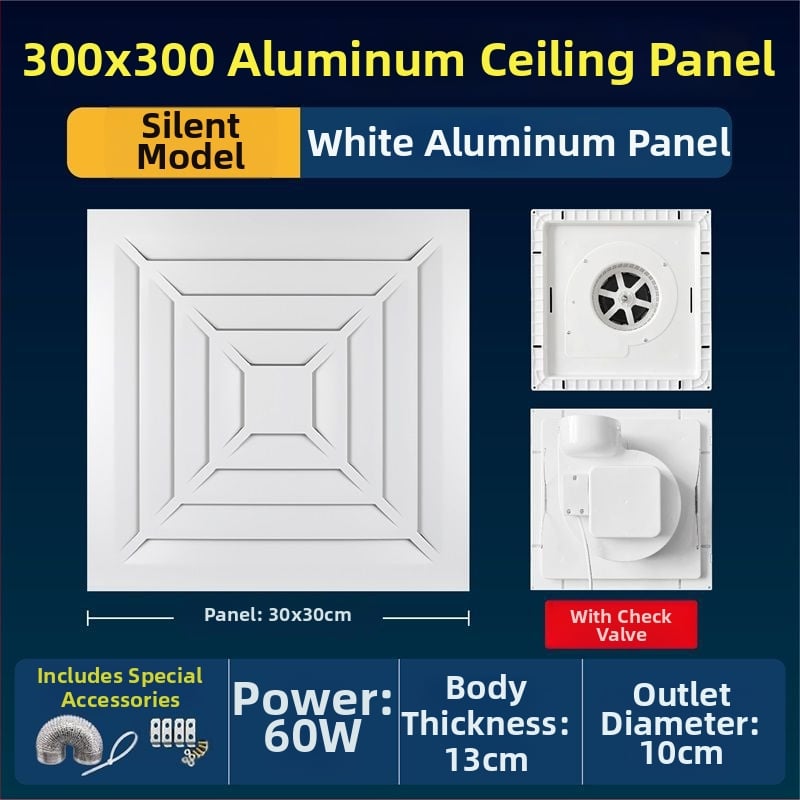 Ventilator de ventilație pentru tavan din gips-carton, bucătărie și baie, puternic și silențios, modelul 300h-01, eficiență energetică nivel 3, telecomandă