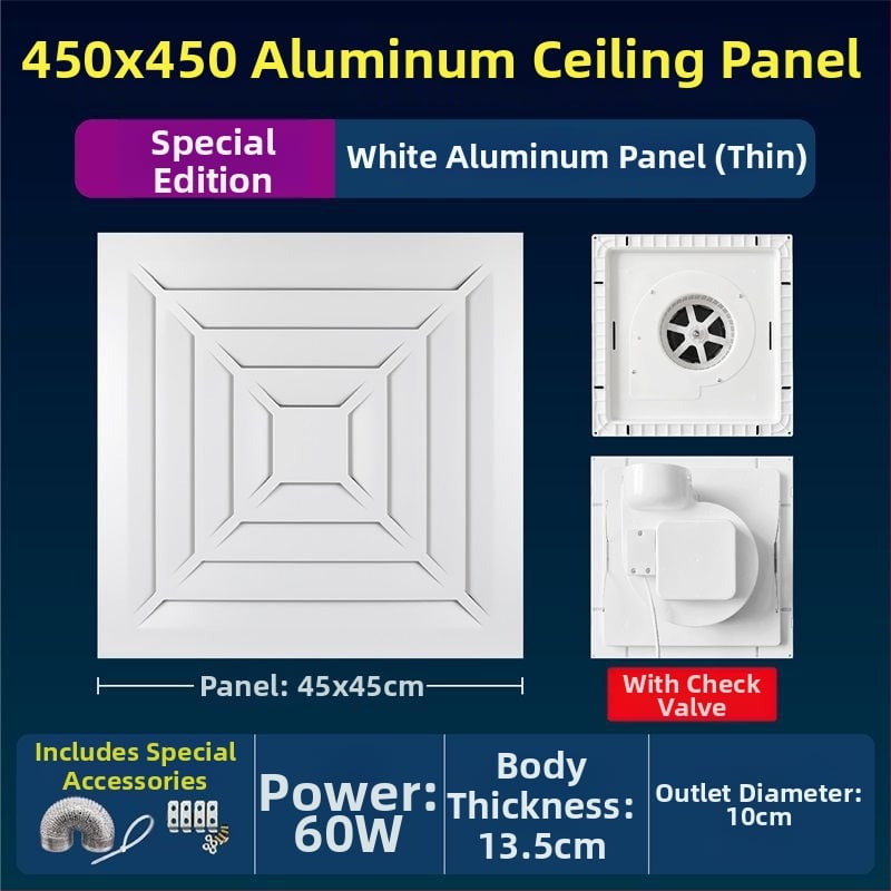 Ventilator de ventilație pentru tavan din gips-carton, bucătărie și baie, puternic și silențios, modelul 300h-01, eficiență energetică nivel 3, telecomandă