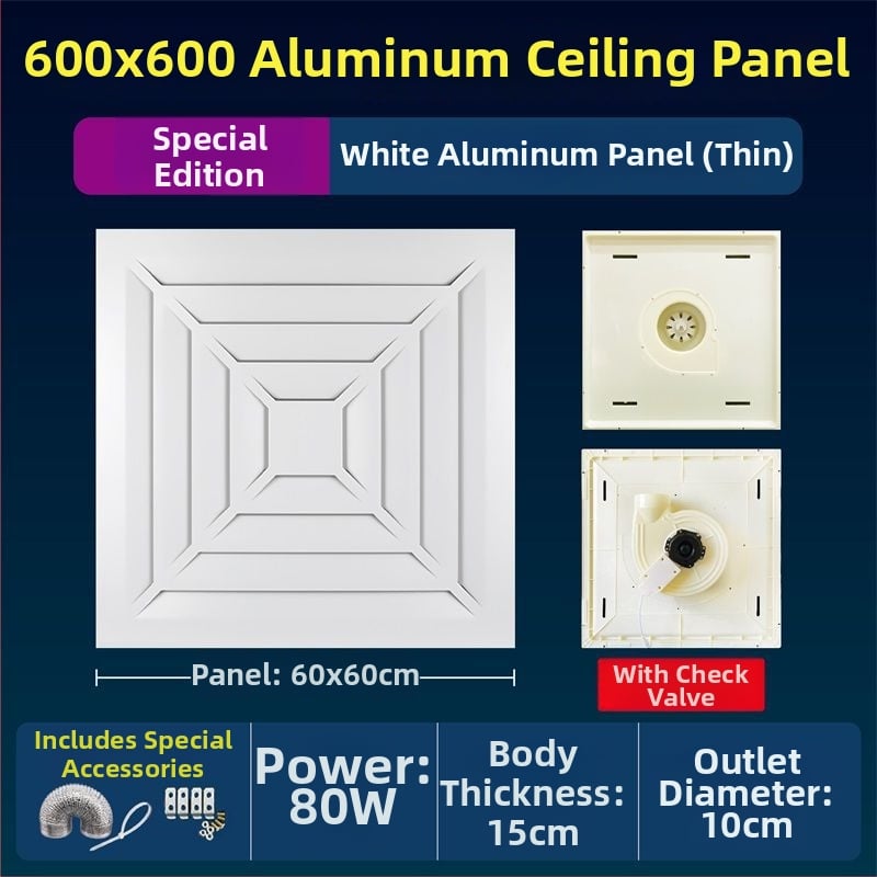 Ventilator de ventilație pentru tavan din gips-carton, bucătărie și baie, puternic și silențios, modelul 300h-01, eficiență energetică nivel 3, telecomandă