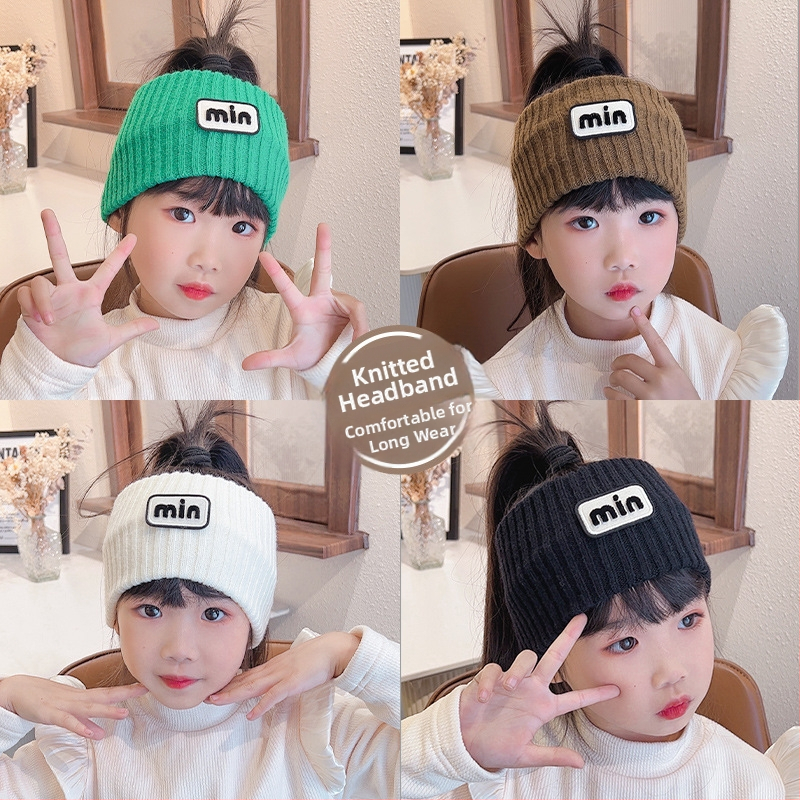 Megztos plaukų juostelės mergaitėms - languotas raštas, 2024 ruduo