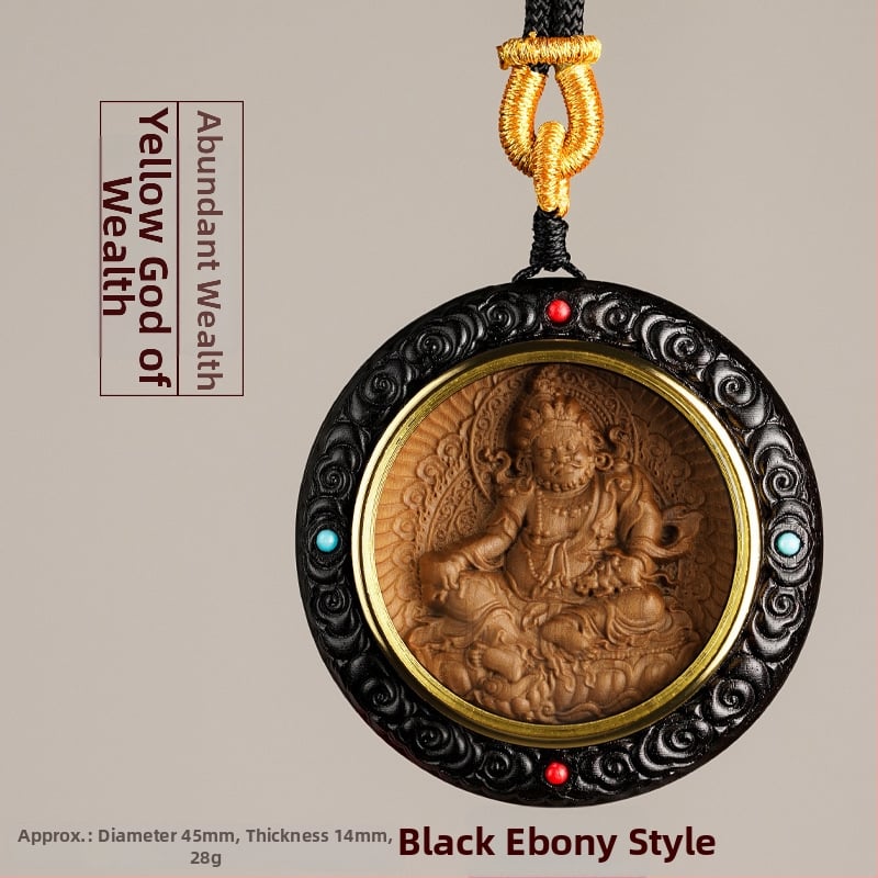 Medinis apvalus pakabukas kaklui su zodiako globėjais Bodhisattva, graviruotas dizainas