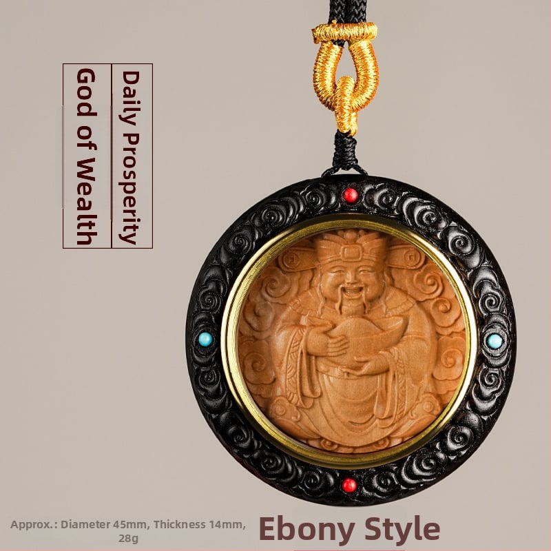 Medinis apvalus pakabukas kaklui su zodiako globėjais Bodhisattva, graviruotas dizainas