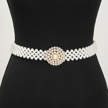 Juosmens grandinė su kristalais, metalo medžiaga, ilgis 60–80 cm, plotis 3 cm, saldus stilius