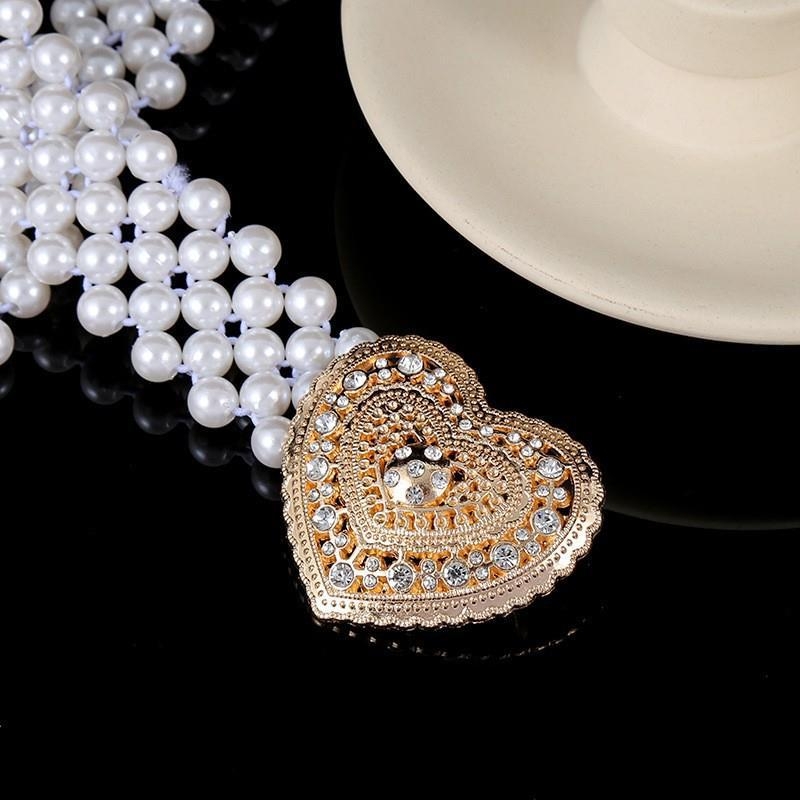 Juosmens grandinė su kristalais, metalo medžiaga, ilgis 60–80 cm, plotis 3 cm, saldus stilius