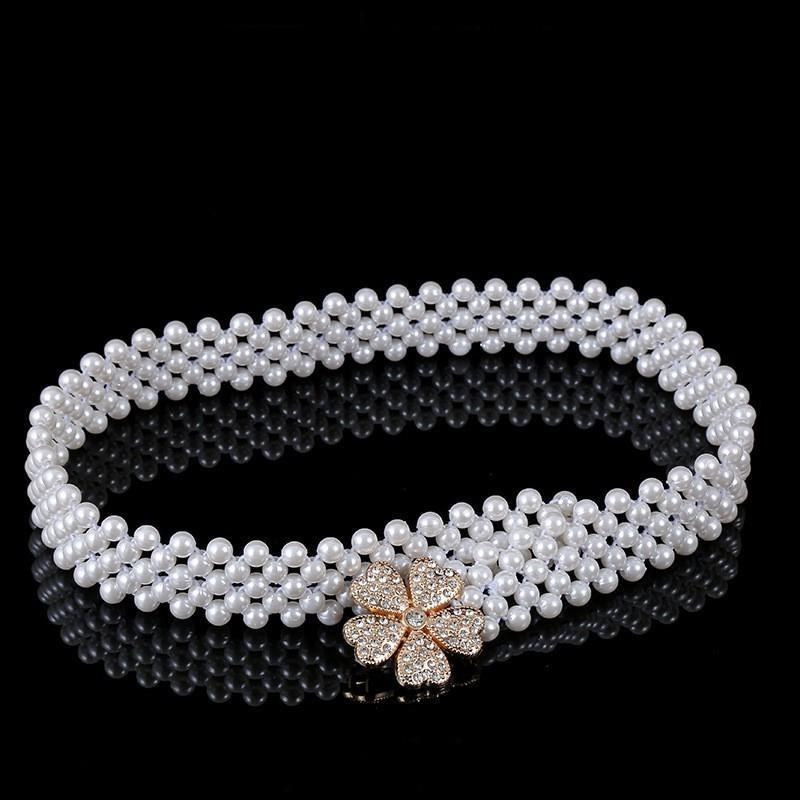 Juosmens grandinė su kristalais, metalo medžiaga, ilgis 60–80 cm, plotis 3 cm, saldus stilius