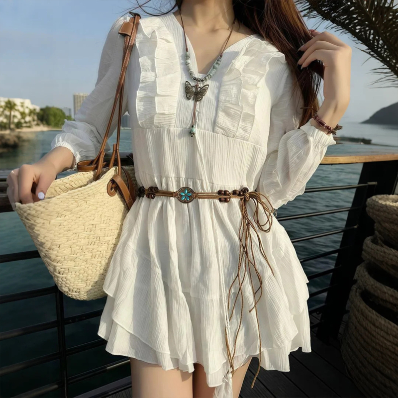 Liemens grandinė – bohemiškas retro etninio stiliaus, korėjietiška versija, tinklinis medžiaga, automatinis užsegimas, rankų darbo karoliukai, pavasaris 2025