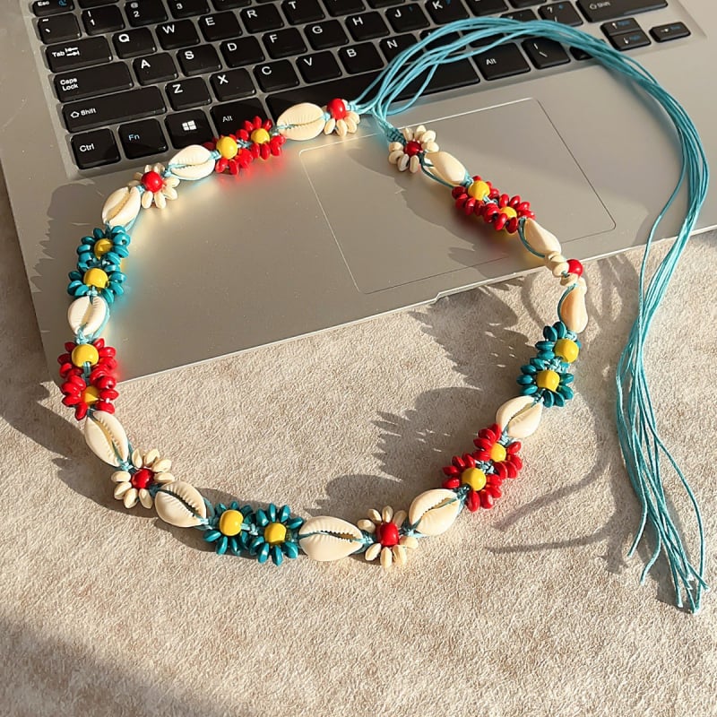 Liemens grandinė – bohemiškas retro etninio stiliaus, korėjietiška versija, tinklinis medžiaga, automatinis užsegimas, rankų darbo karoliukai, pavasaris 2025