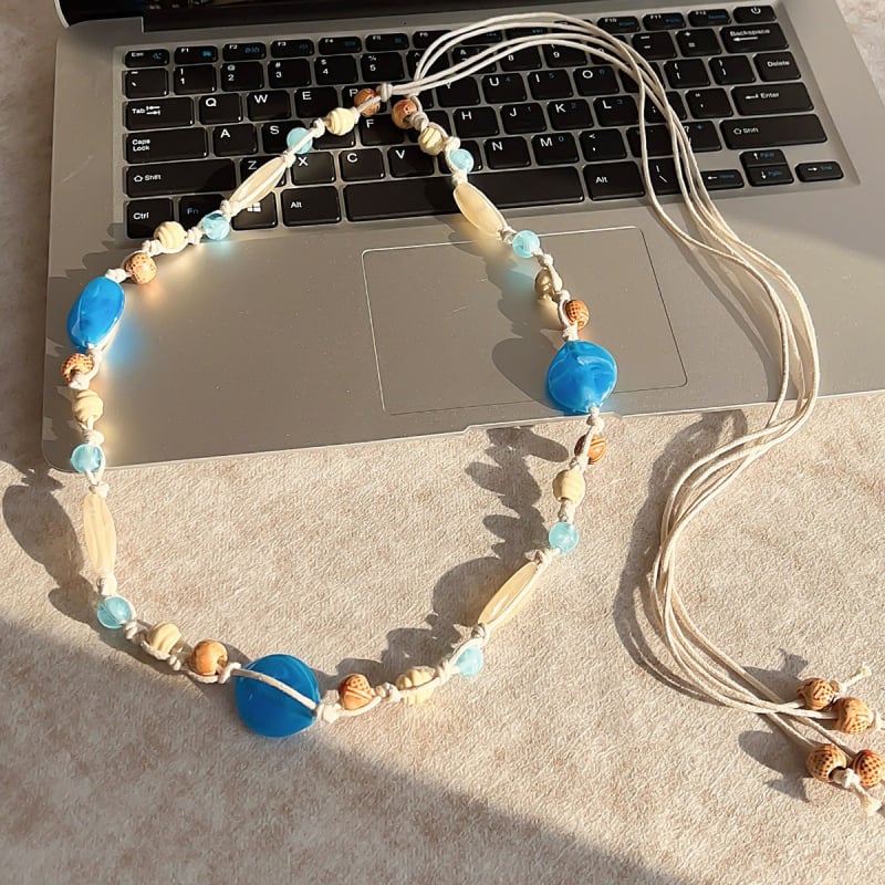 Liemens grandinė – bohemiškas retro etninio stiliaus, korėjietiška versija, tinklinis medžiaga, automatinis užsegimas, rankų darbo karoliukai, pavasaris 2025