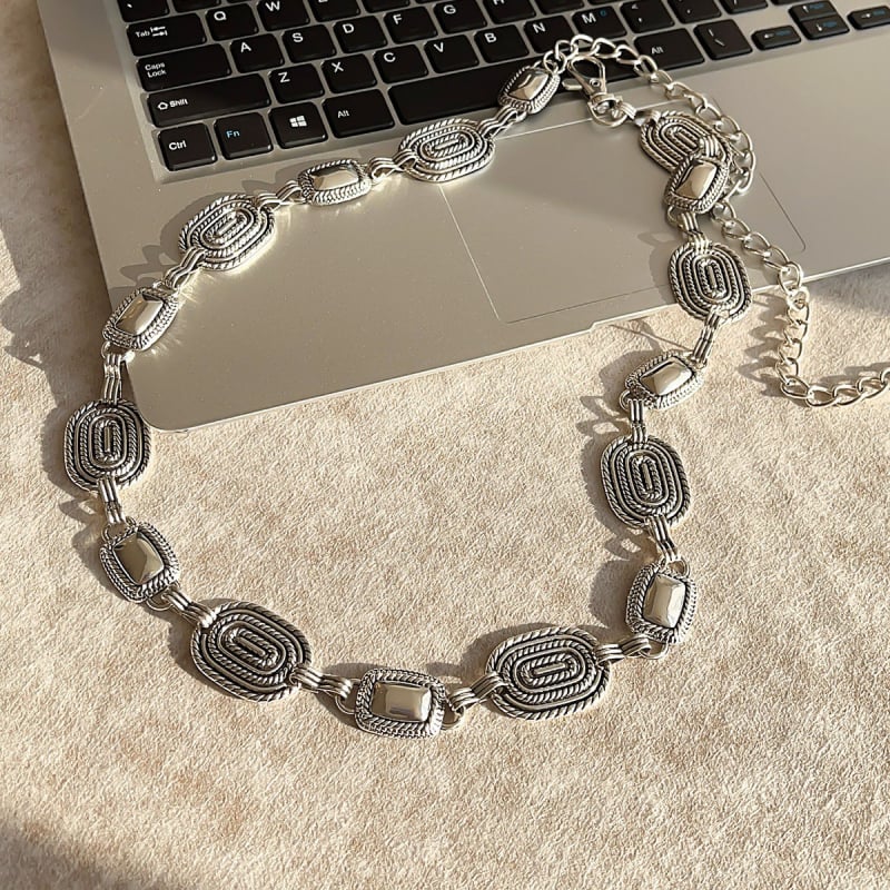 Liemens grandinė – bohemiškas retro etninio stiliaus, korėjietiška versija, tinklinis medžiaga, automatinis užsegimas, rankų darbo karoliukai, pavasaris 2025