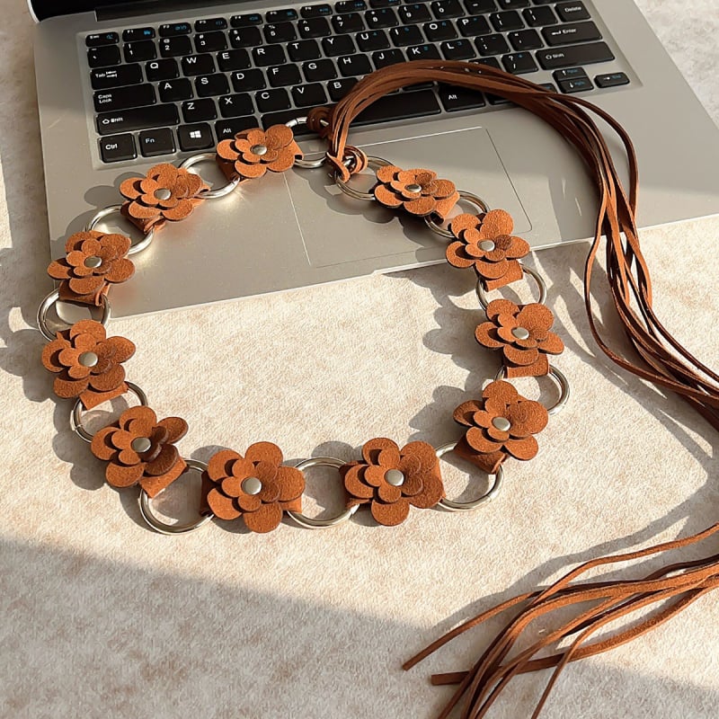 Liemens grandinė – bohemiškas retro etninio stiliaus, korėjietiška versija, tinklinis medžiaga, automatinis užsegimas, rankų darbo karoliukai, pavasaris 2025