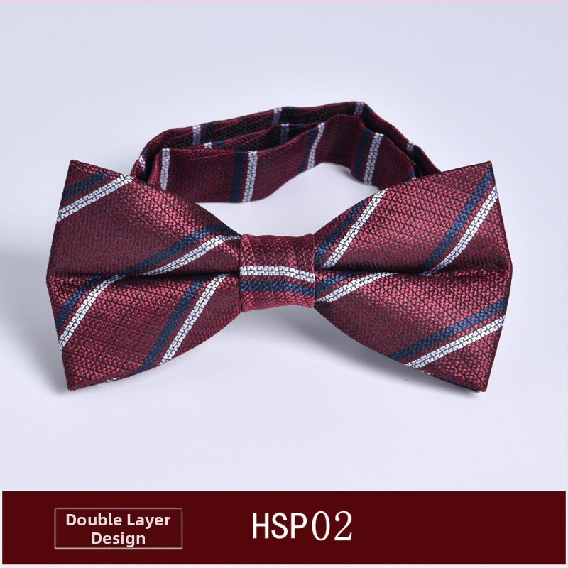 Muški papion, dvostruka jacquard tkanina, ravni vrh, korejski stil, prugasti uzorak (dvostruki jacquard; poliesterska vlakna; prugasti)