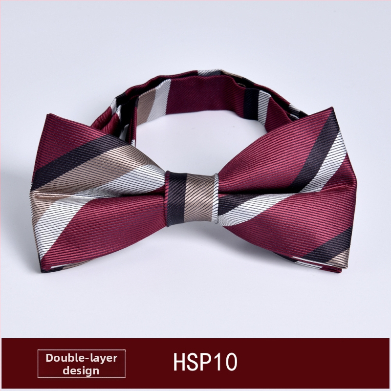Muški papion, dvostruka jacquard tkanina, ravni vrh, korejski stil, prugasti uzorak (dvostruki jacquard; poliesterska vlakna; prugasti)