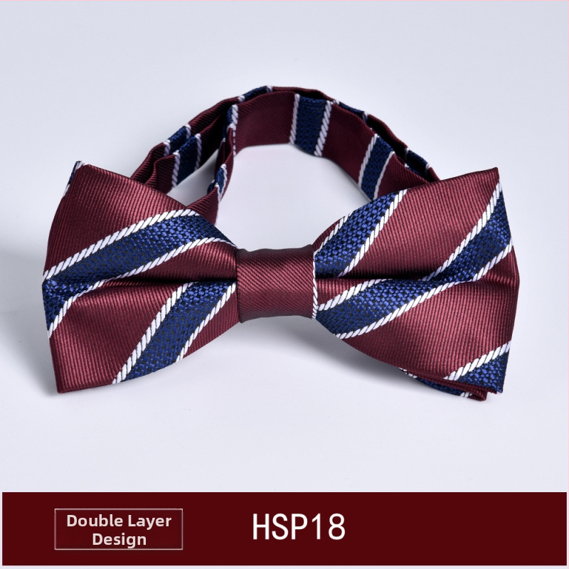 Muški papion, dvostruka jacquard tkanina, ravni vrh, korejski stil, prugasti uzorak (dvostruki jacquard; poliesterska vlakna; prugasti)