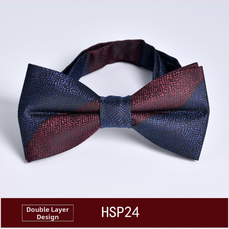 Muški papion, dvostruka jacquard tkanina, ravni vrh, korejski stil, prugasti uzorak (dvostruki jacquard; poliesterska vlakna; prugasti)