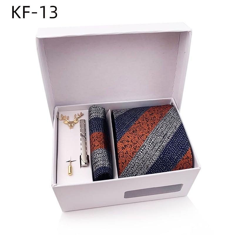 6 dalių vyriškų dryžių kaklaraiščių dovanų rinkinys | poliesterio pluoštas | Jacquard audinys | dryžių raštas | siūlų dažymas