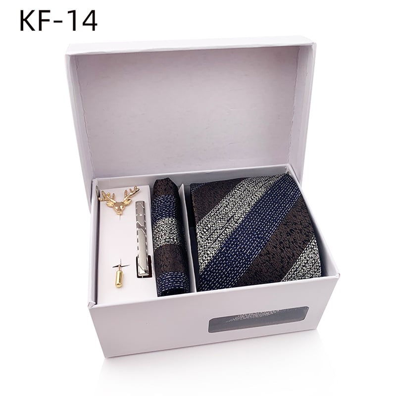 6 dalių vyriškų dryžių kaklaraiščių dovanų rinkinys | poliesterio pluoštas | Jacquard audinys | dryžių raštas | siūlų dažymas