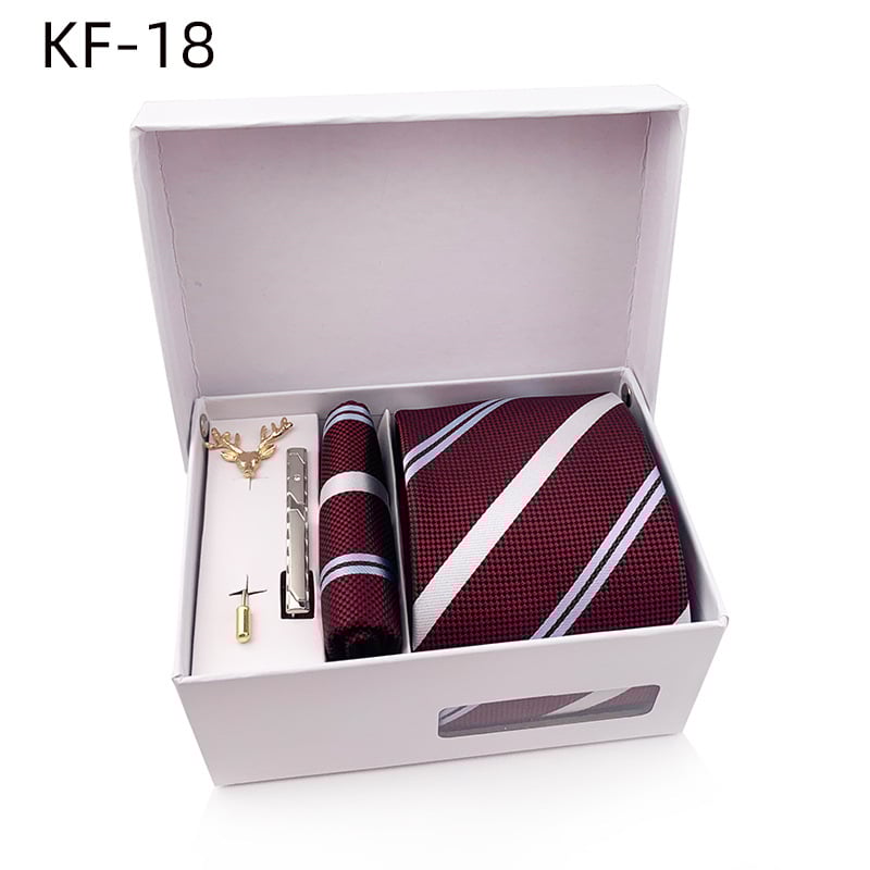 6 dalių vyriškų dryžių kaklaraiščių dovanų rinkinys | poliesterio pluoštas | Jacquard audinys | dryžių raštas | siūlų dažymas