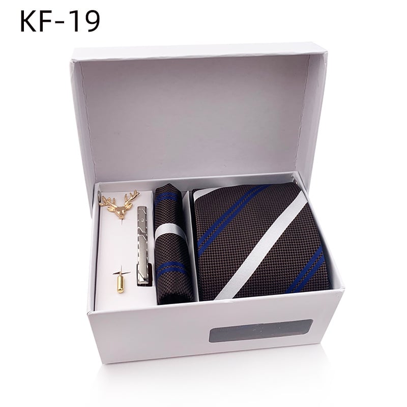 6 dalių vyriškų dryžių kaklaraiščių dovanų rinkinys | poliesterio pluoštas | Jacquard audinys | dryžių raštas | siūlų dažymas