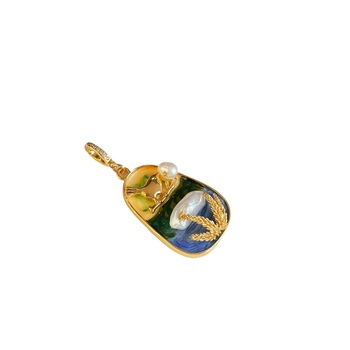 Nala perlų vėrinių pakabukas su dažytu emalu ir alyvos lašų efektu, geometrinė forma