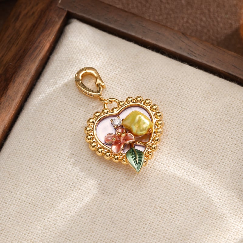 Nala perlų vėrinių pakabukas su dažytu emalu ir alyvos lašų efektu, geometrinė forma