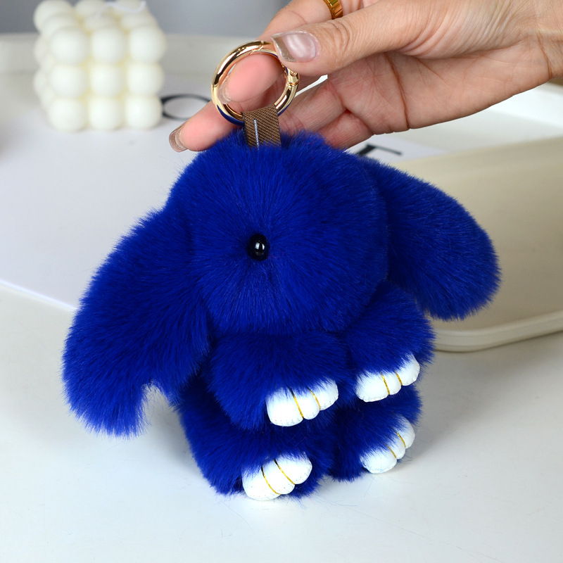 Μίνι κλειδοθήκη με λούτρινο κουνελάκι — χαριτωμένο λούτρινο διακοσμητικό για τσάντα, μάρκα Chencan Fur; Υλικό: plush; Δώρο: προσωπικό δώρο