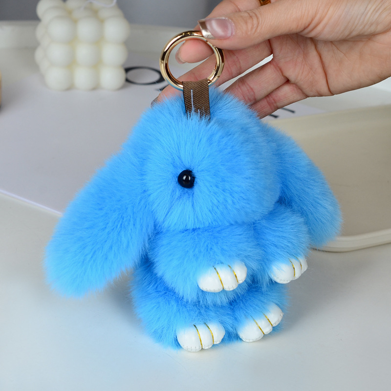 Μίνι κλειδοθήκη με λούτρινο κουνελάκι — χαριτωμένο λούτρινο διακοσμητικό για τσάντα, μάρκα Chencan Fur; Υλικό: plush; Δώρο: προσωπικό δώρο
