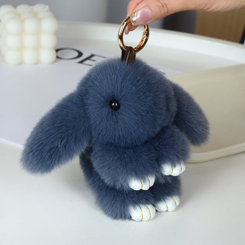 Μίνι κλειδοθήκη με λούτρινο κουνελάκι — χαριτωμένο λούτρινο διακοσμητικό για τσάντα, μάρκα Chencan Fur; Υλικό: plush; Δώρο: προσωπικό δώρο