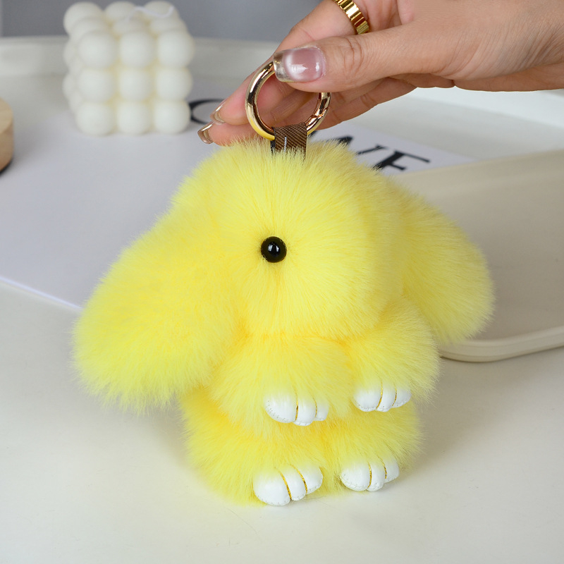 Μίνι κλειδοθήκη με λούτρινο κουνελάκι — χαριτωμένο λούτρινο διακοσμητικό για τσάντα, μάρκα Chencan Fur; Υλικό: plush; Δώρο: προσωπικό δώρο