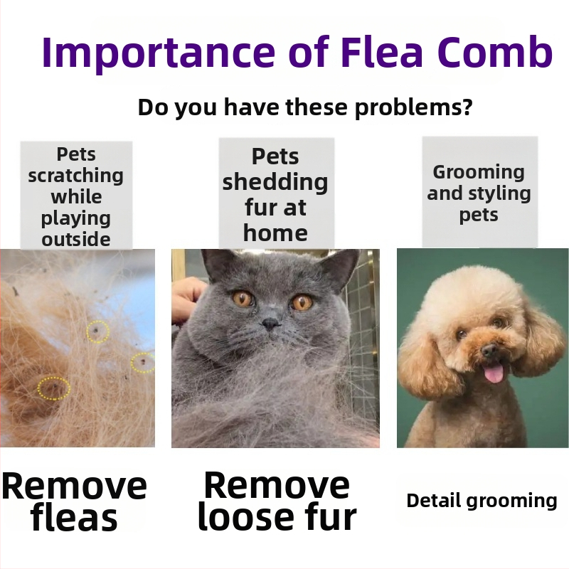 Katem ir šunims skirtas šukavimo įrankis prieš blusas ir utėlių šalinimui, su smuliais dantimis, pašalina laisvus plaukus — After autumn prekės ženklas