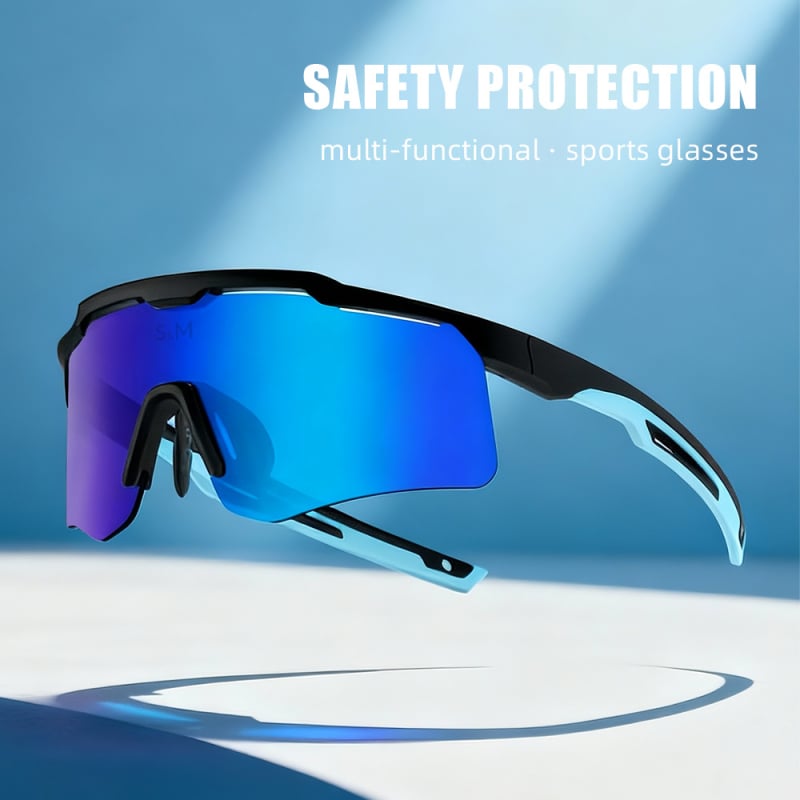 Poliarizuotos dviratininko akiniai S213 – vėjo ir dulkių atsparūs, dienos-nakties dviguba naudojimas, keičiamos lęšiai, suderinami su miope akiniais