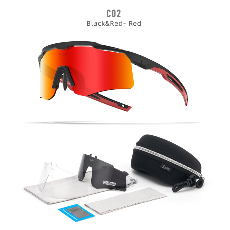 Poliarizuotos dviratininko akiniai S213 – vėjo ir dulkių atsparūs, dienos-nakties dviguba naudojimas, keičiamos lęšiai, suderinami su miope akiniais