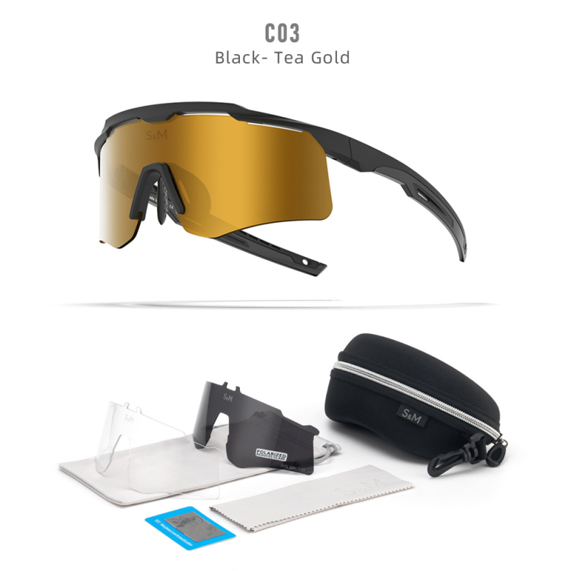 Poliarizuotos dviratininko akiniai S213 – vėjo ir dulkių atsparūs, dienos-nakties dviguba naudojimas, keičiamos lęšiai, suderinami su miope akiniais