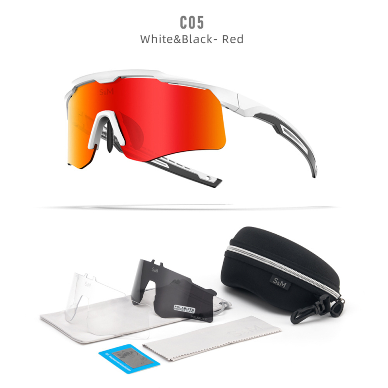 Poliarizuotos dviratininko akiniai S213 – vėjo ir dulkių atsparūs, dienos-nakties dviguba naudojimas, keičiamos lęšiai, suderinami su miope akiniais