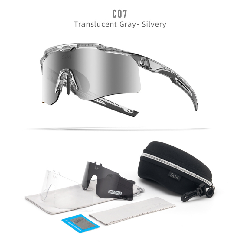 Poliarizuotos dviratininko akiniai S213 – vėjo ir dulkių atsparūs, dienos-nakties dviguba naudojimas, keičiamos lęšiai, suderinami su miope akiniais