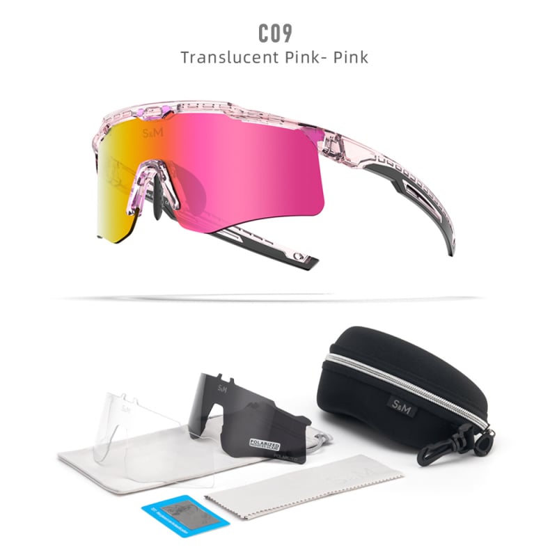 Poliarizuotos dviratininko akiniai S213 – vėjo ir dulkių atsparūs, dienos-nakties dviguba naudojimas, keičiamos lęšiai, suderinami su miope akiniais