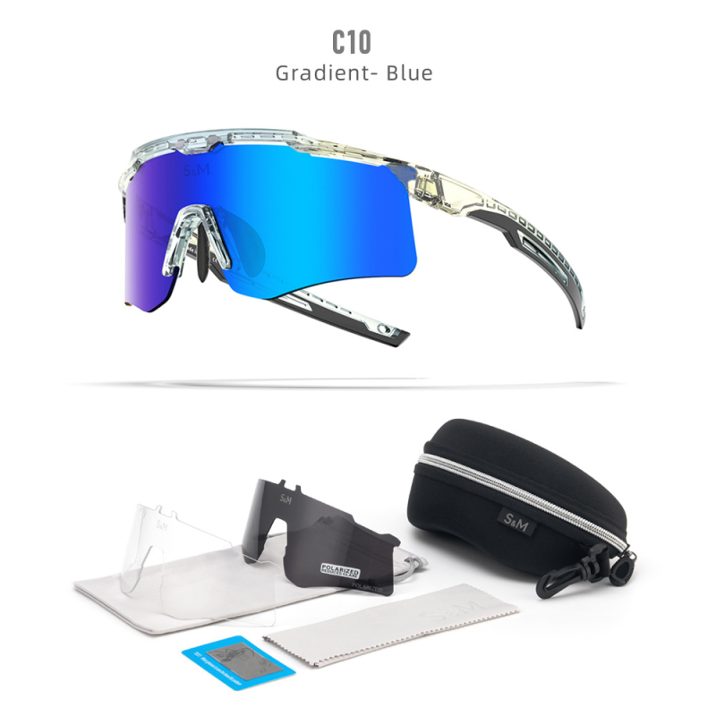 Poliarizuotos dviratininko akiniai S213 – vėjo ir dulkių atsparūs, dienos-nakties dviguba naudojimas, keičiamos lęšiai, suderinami su miope akiniais