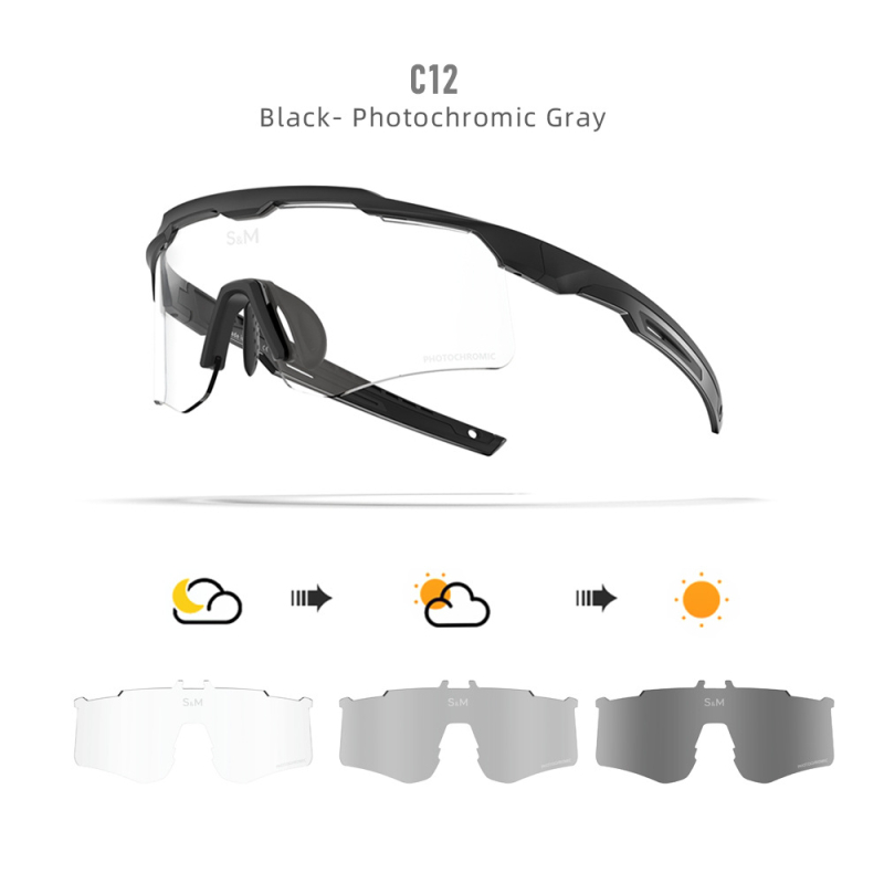 Poliarizuotos dviratininko akiniai S213 – vėjo ir dulkių atsparūs, dienos-nakties dviguba naudojimas, keičiamos lęšiai, suderinami su miope akiniais