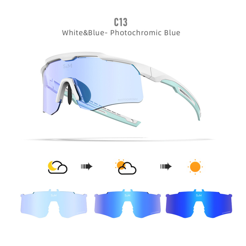 Poliarizuotos dviratininko akiniai S213 – vėjo ir dulkių atsparūs, dienos-nakties dviguba naudojimas, keičiamos lęšiai, suderinami su miope akiniais