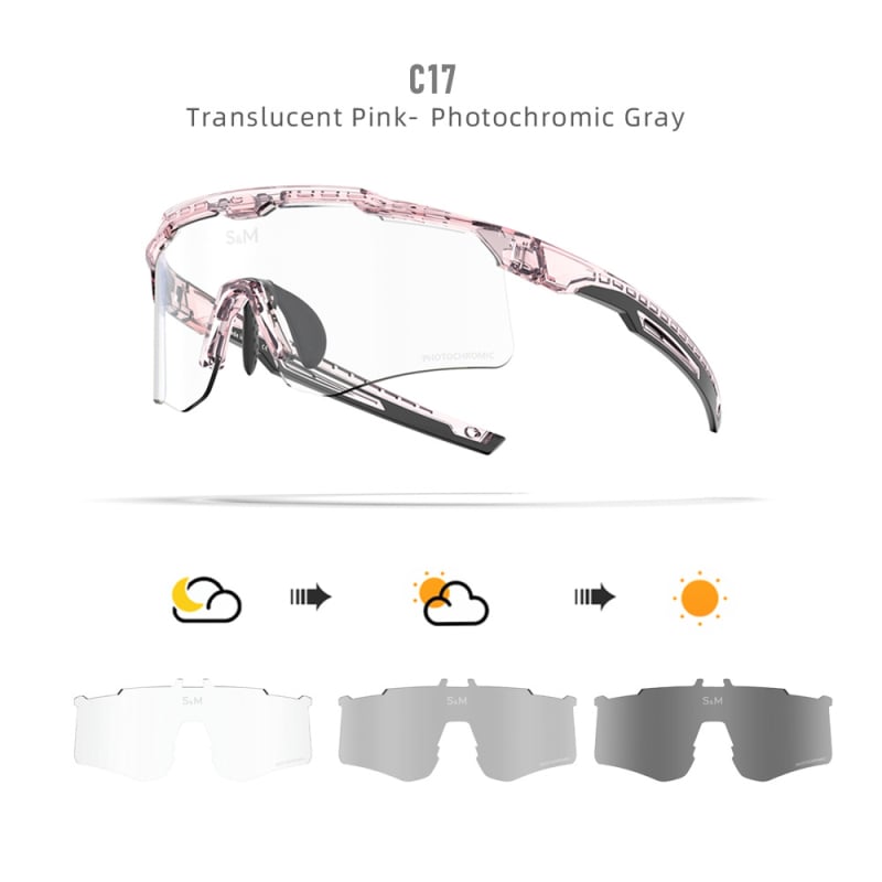 Poliarizuotos dviratininko akiniai S213 – vėjo ir dulkių atsparūs, dienos-nakties dviguba naudojimas, keičiamos lęšiai, suderinami su miope akiniais