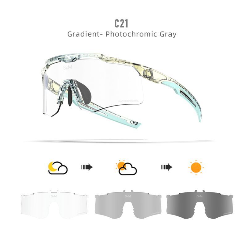 Poliarizuotos dviratininko akiniai S213 – vėjo ir dulkių atsparūs, dienos-nakties dviguba naudojimas, keičiamos lęšiai, suderinami su miope akiniais