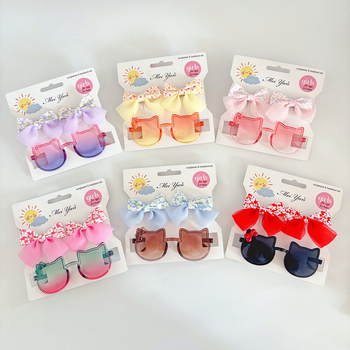 Bērnu saulesbrilles komplekts – nav polarizētas, UV380 aizsardzība, bezrāmju dizains, lēcas AC, rāmis PC, piemērots ceļojumiem, braukšanai, stilam