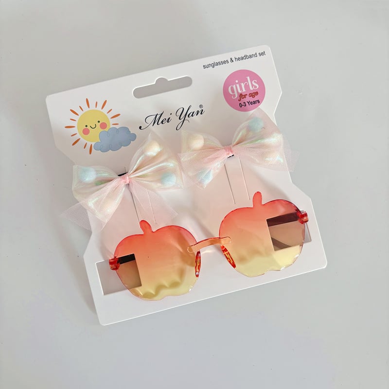 Bērnu saulesbrilles komplekts – nav polarizētas, UV380 aizsardzība, bezrāmju dizains, lēcas AC, rāmis PC, piemērots ceļojumiem, braukšanai, stilam