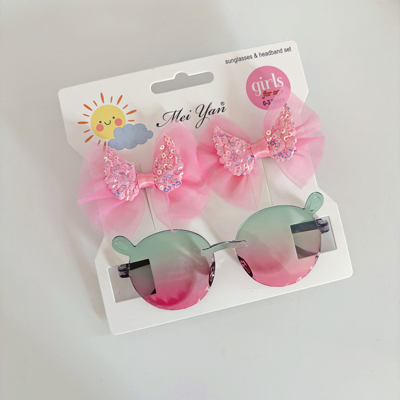 Bērnu saulesbrilles komplekts – nav polarizētas, UV380 aizsardzība, bezrāmju dizains, lēcas AC, rāmis PC, piemērots ceļojumiem, braukšanai, stilam