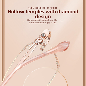 Sieviešu lasīšanas brilles bez rāmjiem, PC lēcas, pret zilās gaismas filtrs, poligona dizains, modelis 7212