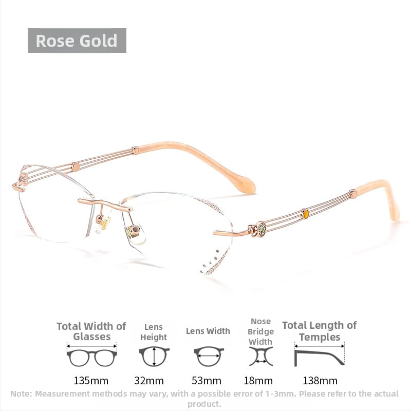 Sieviešu lasīšanas brilles bez rāmjiem, PC lēcas, pret zilās gaismas filtrs, poligona dizains, modelis 7212