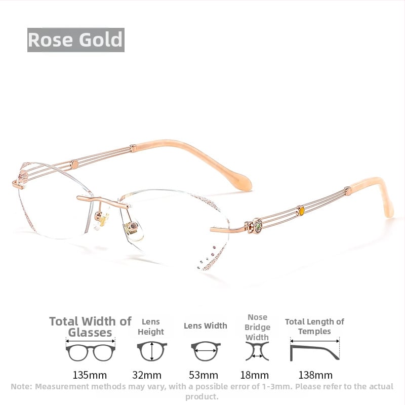 Sieviešu lasīšanas brilles bez rāmjiem, PC lēcas, pret zilās gaismas filtrs, poligona dizains, modelis 7212